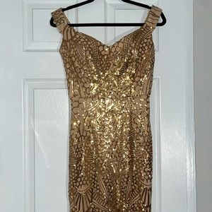 Rose gold sequin formal dress